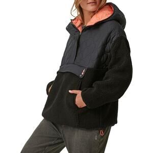 Bass Outdoor Pullover Jacket Hooded Fleece Quarter-Zip Black Size Small NWT
